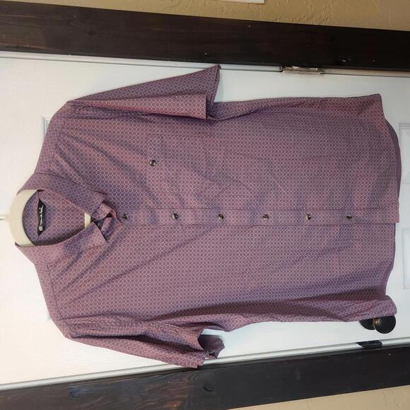 Travis Mathew Men's Short Sleeve Purple Button-Up Shirt -Size Large - Picture 1 of 7